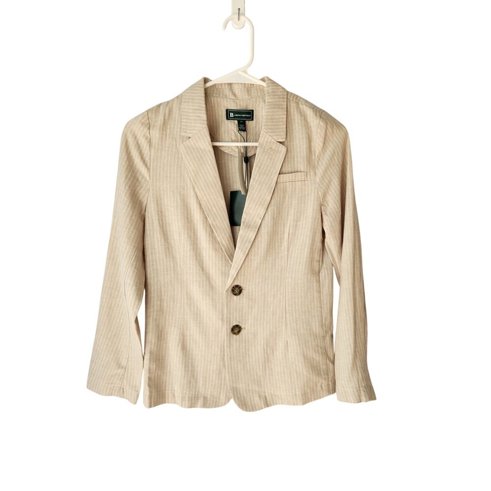 NWT Brooks Brothers Boy's Striped Blazer Jacket Beige 12Y